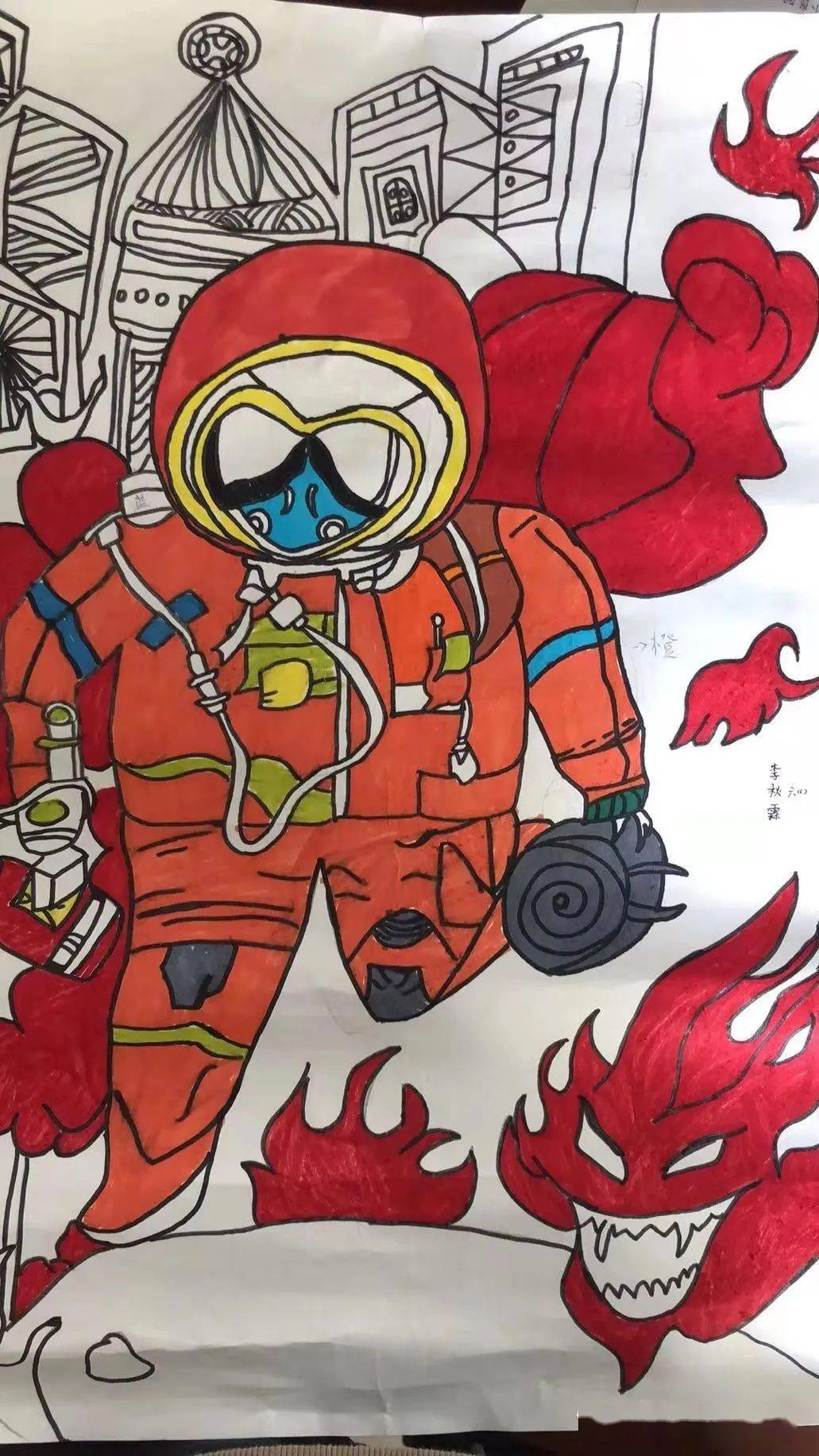 高年级学生积极参加"我是小小消防员"绘画作品大赛