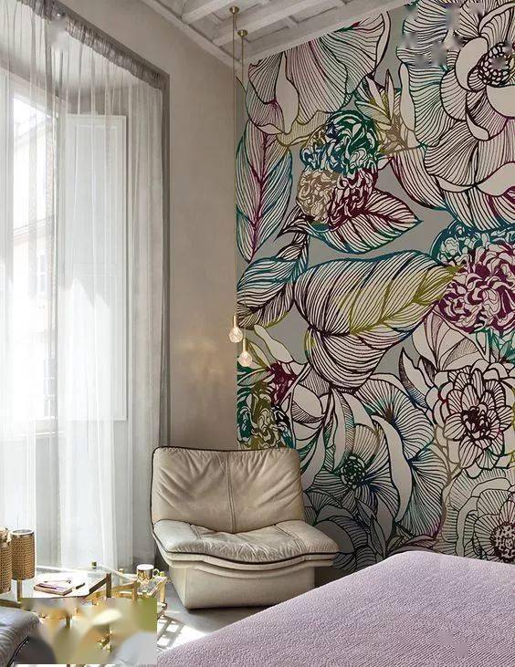 ▼简单,干净,惹人喜欢黑白对比强烈,线条在墙上开出了花但是画成画后