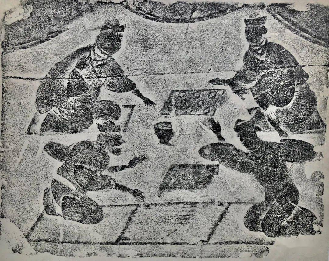 巴蜀画像砖里最有代表性的市井格局:画面中央有五脊重檐市楼一座,上置