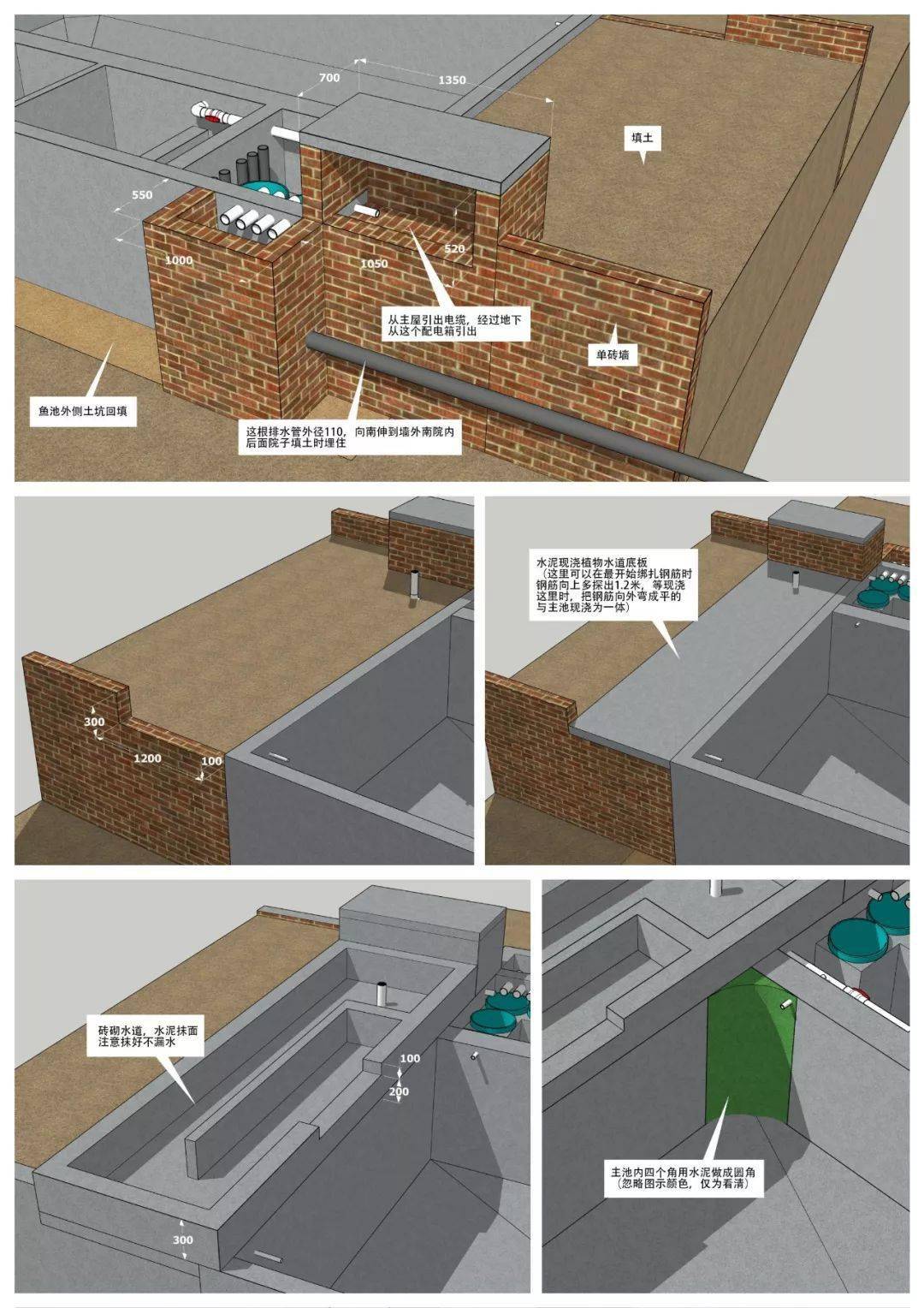 鱼友家超详细鱼池图纸,拿去不谢!