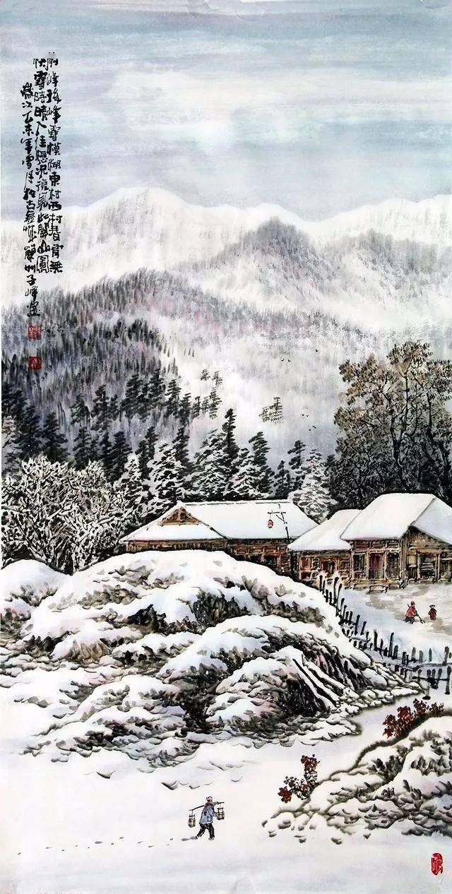 雪乡国画图片