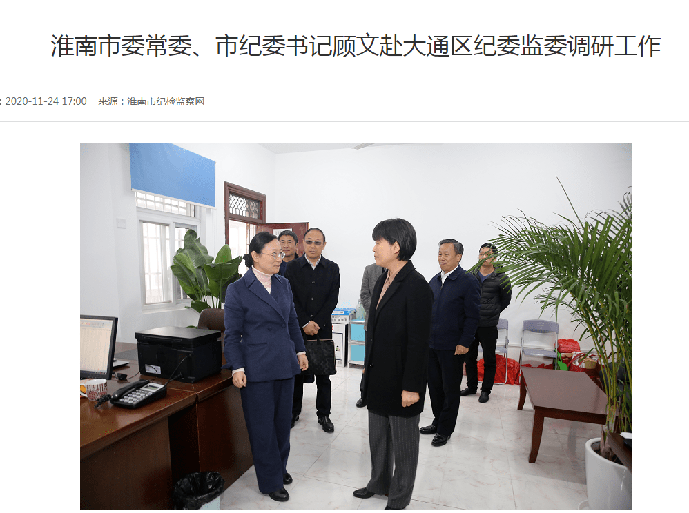 常委,市纪委书记顾文轻车简从,由淮南市纪委副书记,监委副主任姜华,市