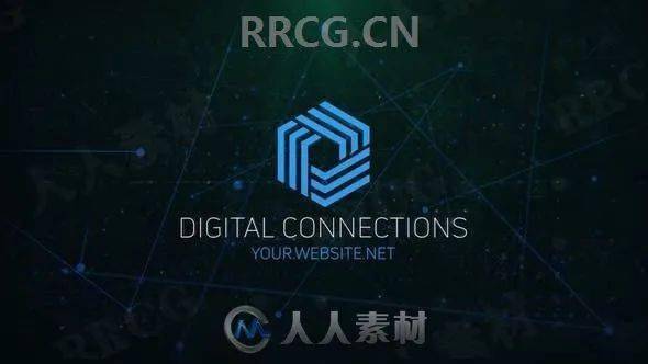 科技感连线风格logo动画演绎ae模板