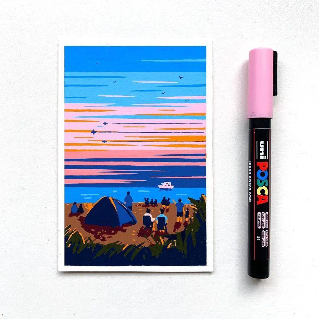 他山之石·艺‖ 配色相当舒适,简单的手绘小画