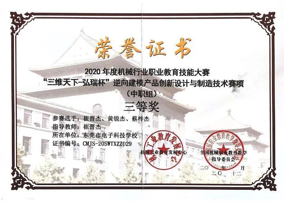 我校夺得2020年度机械行业职业教育技能大赛3d打印赛项一等奖