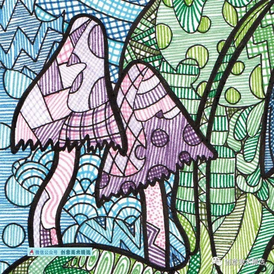 局部上色与黑白描线结合17张富于设计美感的色彩装饰画