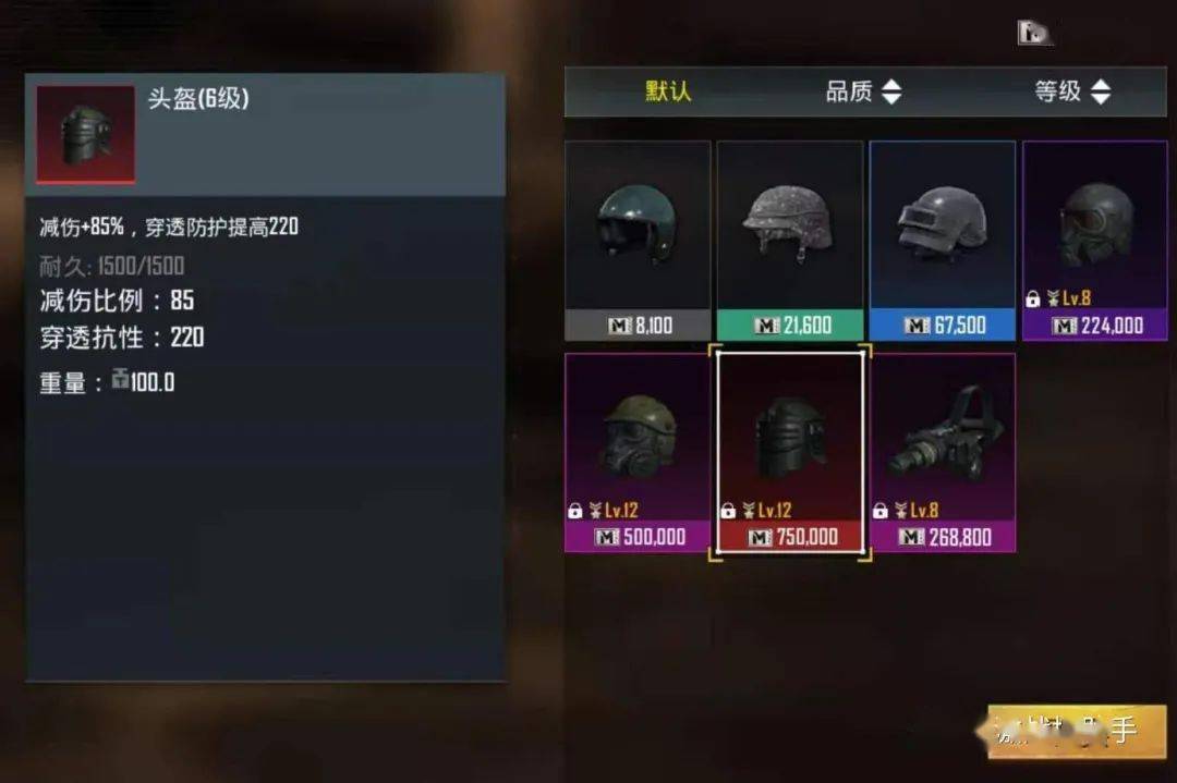 吃鸡游戏内出现6级头与6级甲它们的价格让玩家望而却步