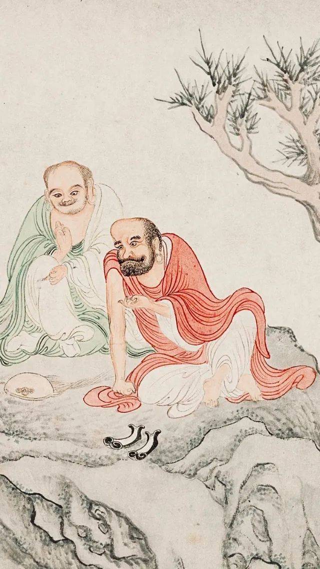 枝 隱 頭 陀 ” : 明 代 畫 家 吳 彬 《 五 百 羅 漢 圖 》_吴彬