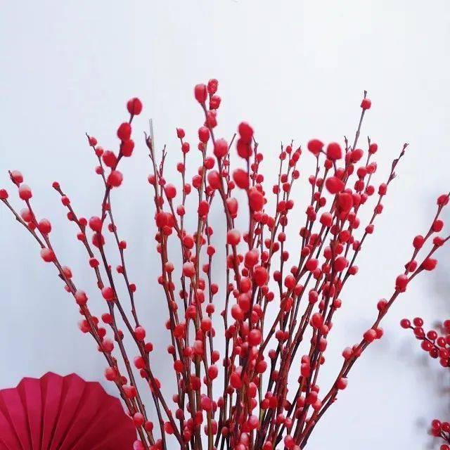 团花新年插银柳招财进宝聚财气