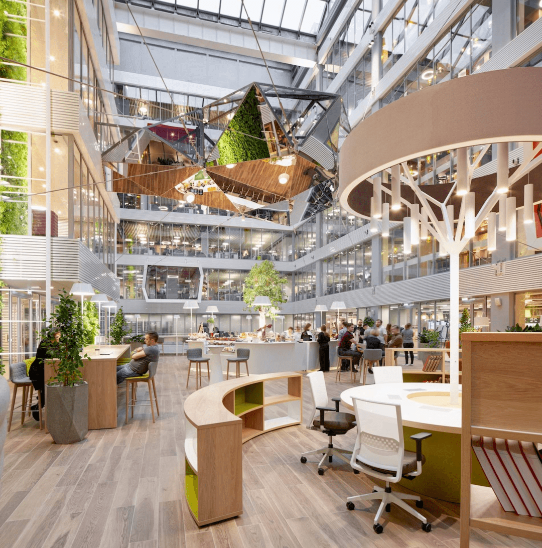 在中庭挂了一颗「大钻石」,网友:这是我见过最炫的办公大堂