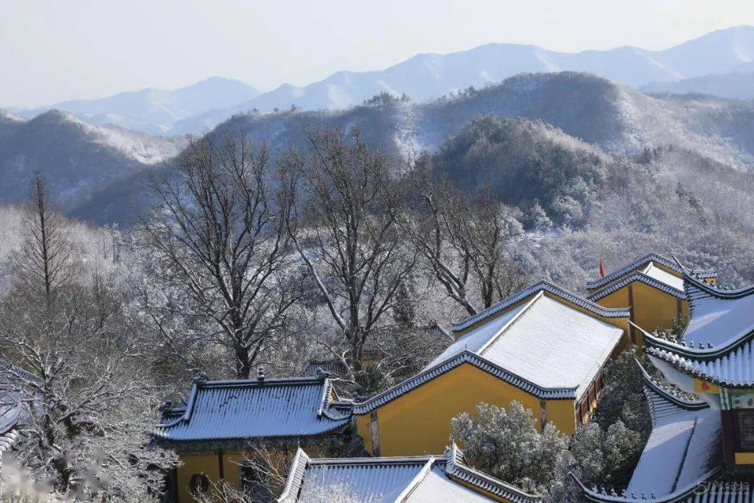 太美!雪后的汤池二姑尖白云禅寺,美成了童话