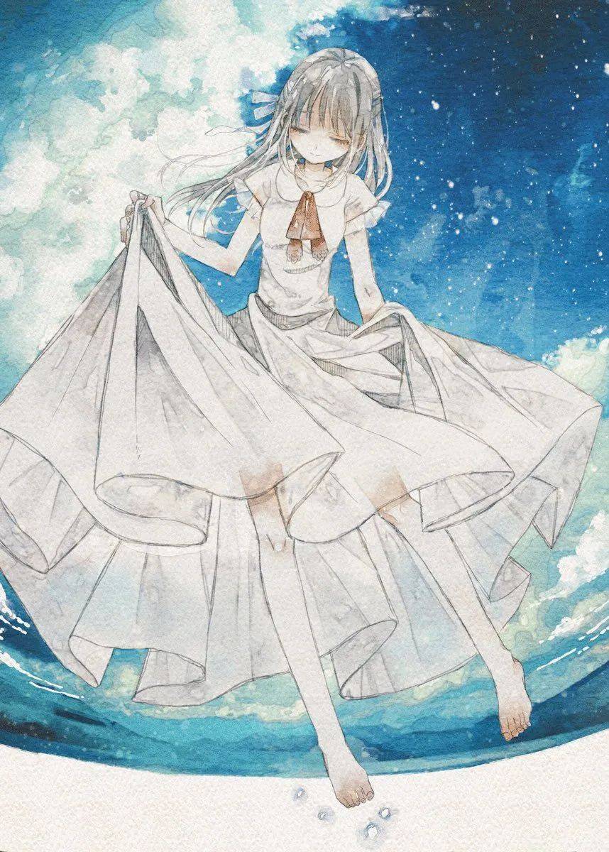 水彩插画猫与漫画少女治愈系插画太好看了还有组情头