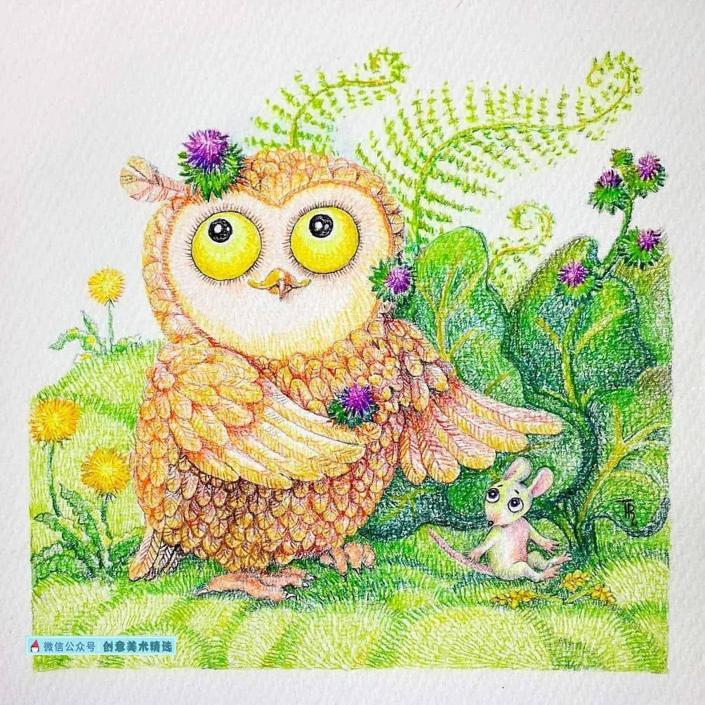 爱了爱了——16张彩铅主题创意插画,感受彩铅的独特魅力!_水彩画