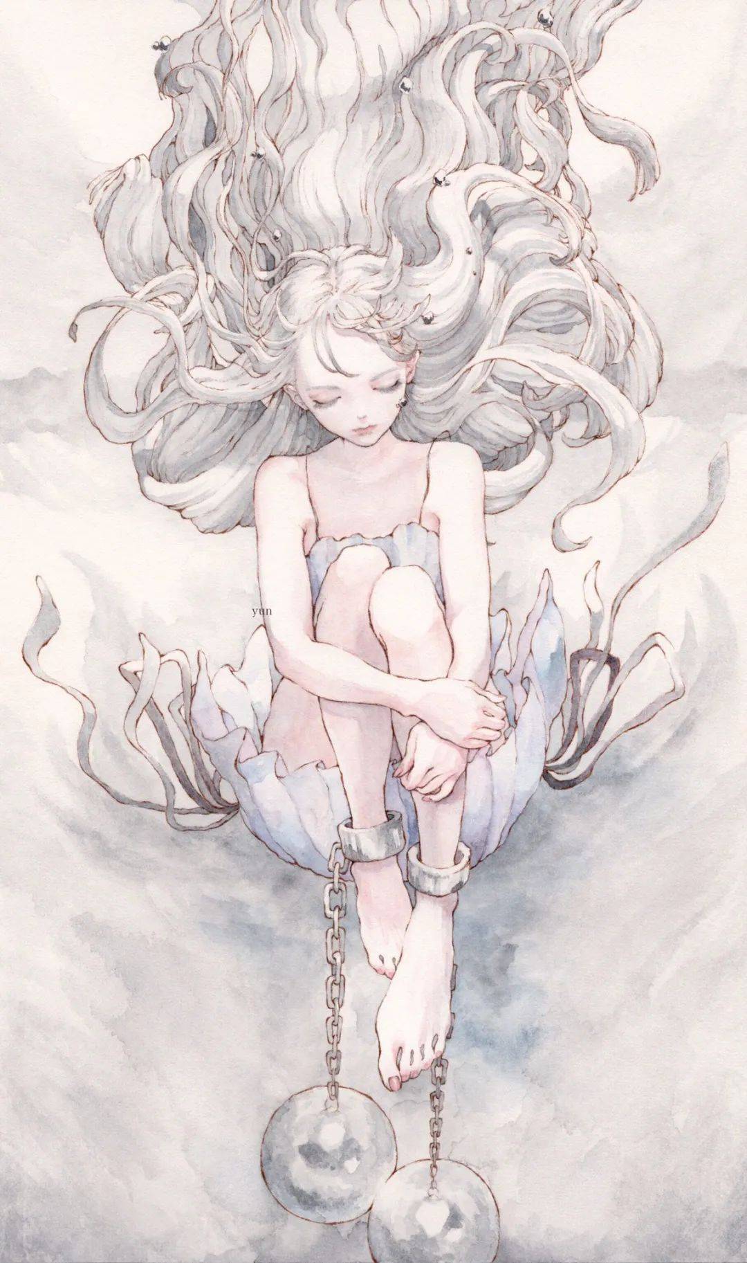 水彩插画看腻了日系动漫美少女来看看精致韩系小姐姐吧