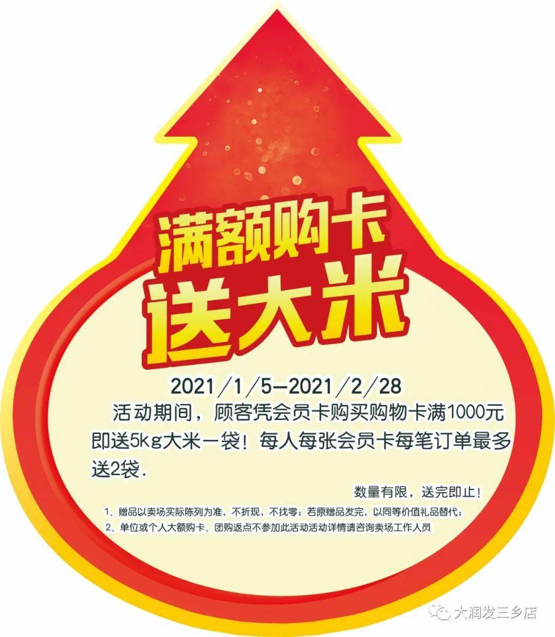 2021年1月5日至2021年2月28日 活动期间,顾客凭会员卡购买购物卡满