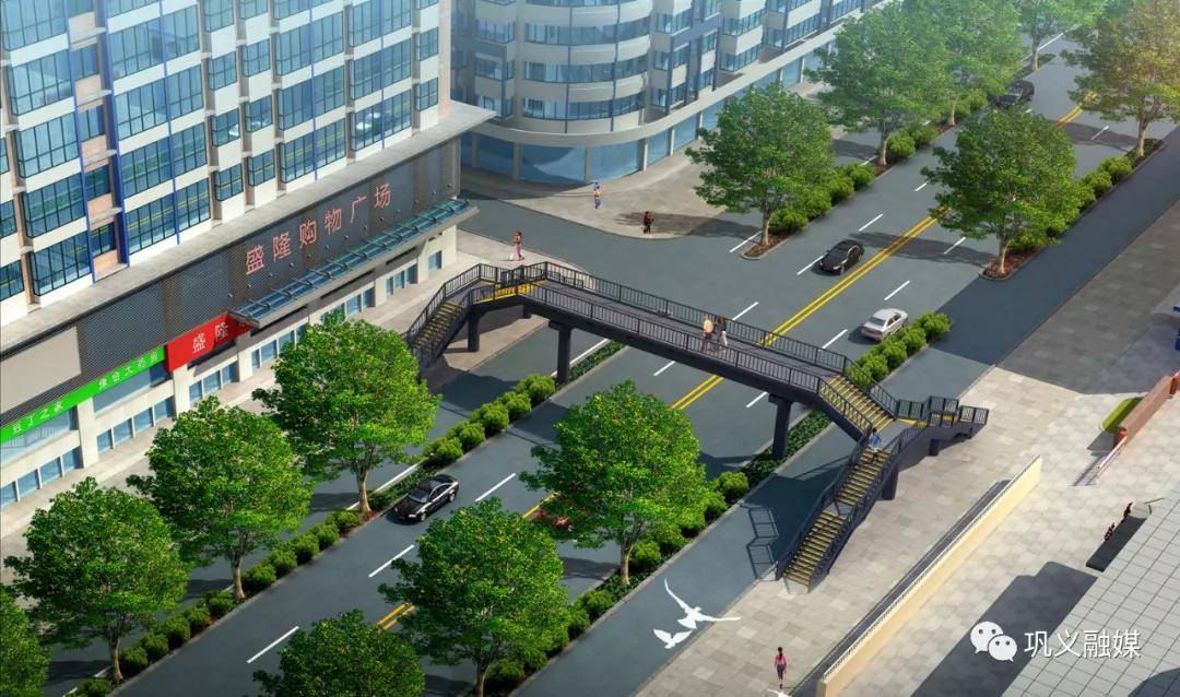这两座钢结构步梯过街天桥目前桩基已经施工完毕,桥体已经运输到位
