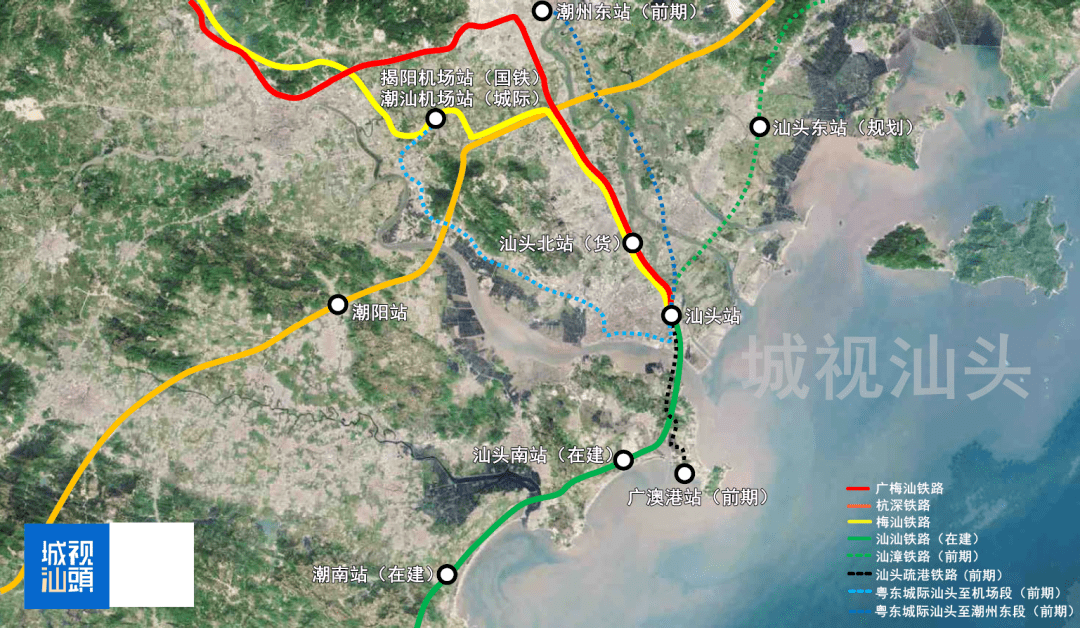 汕頭鐵路網規劃示意圖 來源:揭陽新聞網,城視汕頭 返回搜