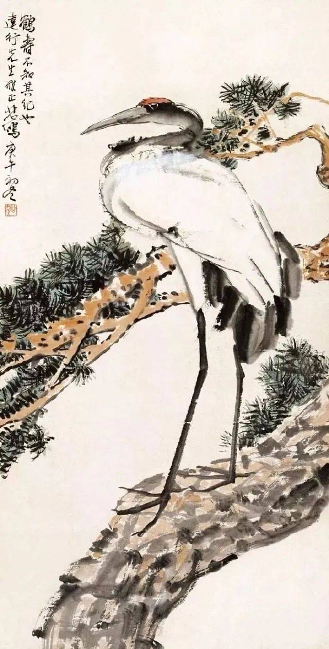 国画大师徐悲鸿画里的鹤仙气