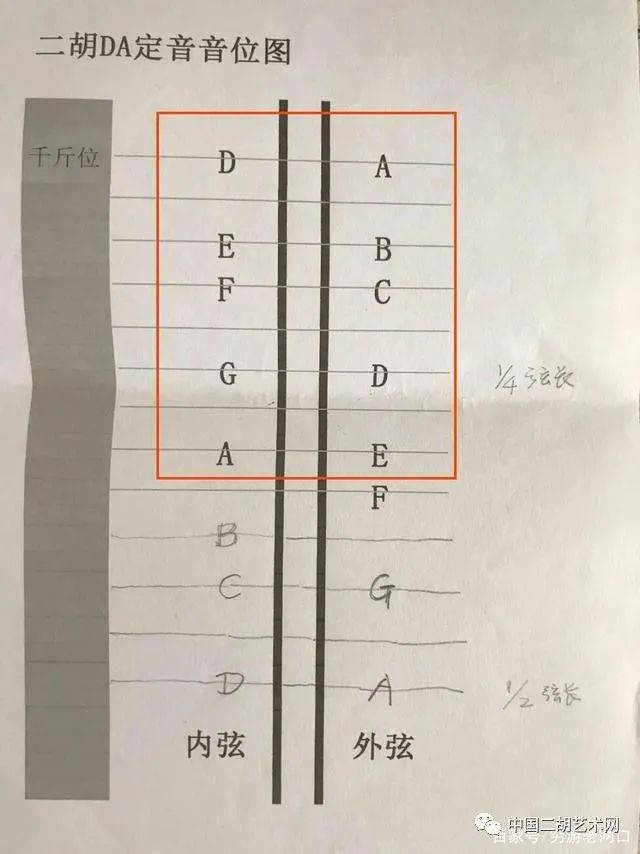 二胡弦上的"钢琴键盘"_音名