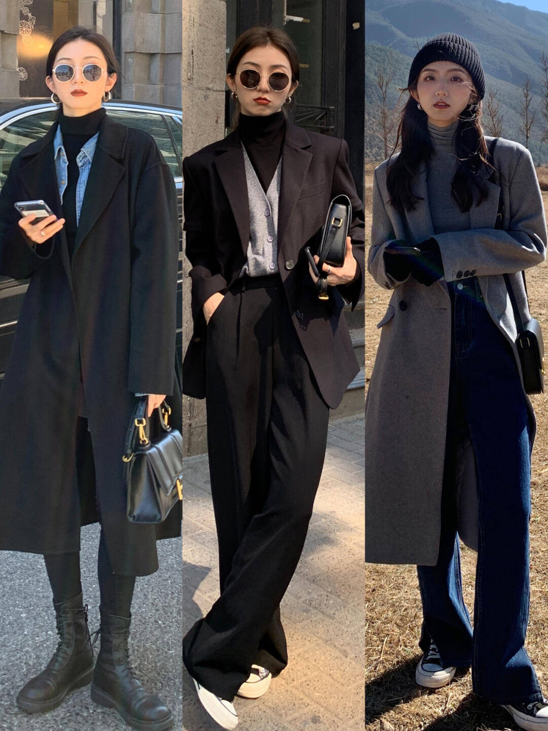 黑色灰色低调的高级感穿搭18套黑灰叠穿示范时髦不挑人