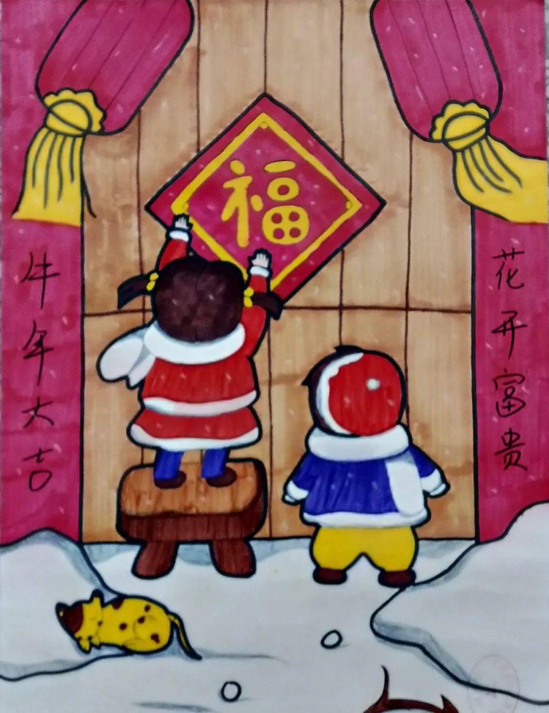 幼儿园春节绘画作品图片
