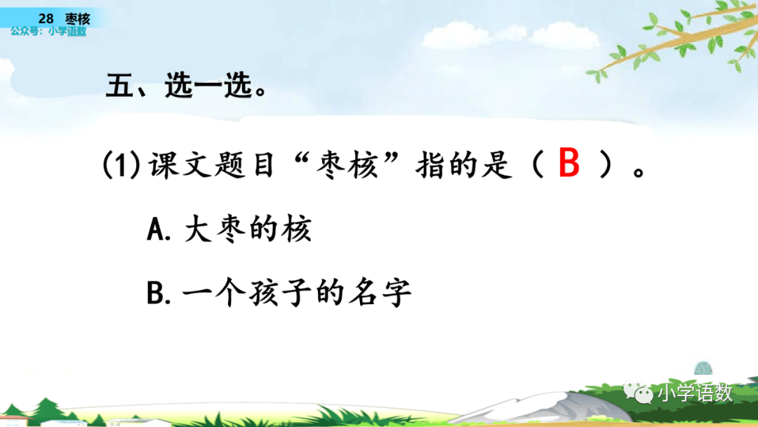 在线课堂统编版三年级下册第28课枣核图文讲解教学视频知识点同步练习