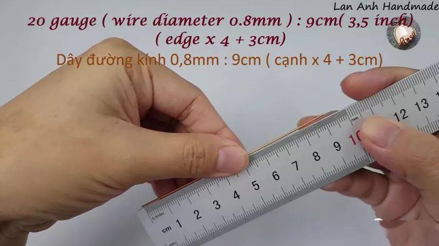 8mm,100cm长28号铜线(线径0.3mm,边长1.5cm方形石