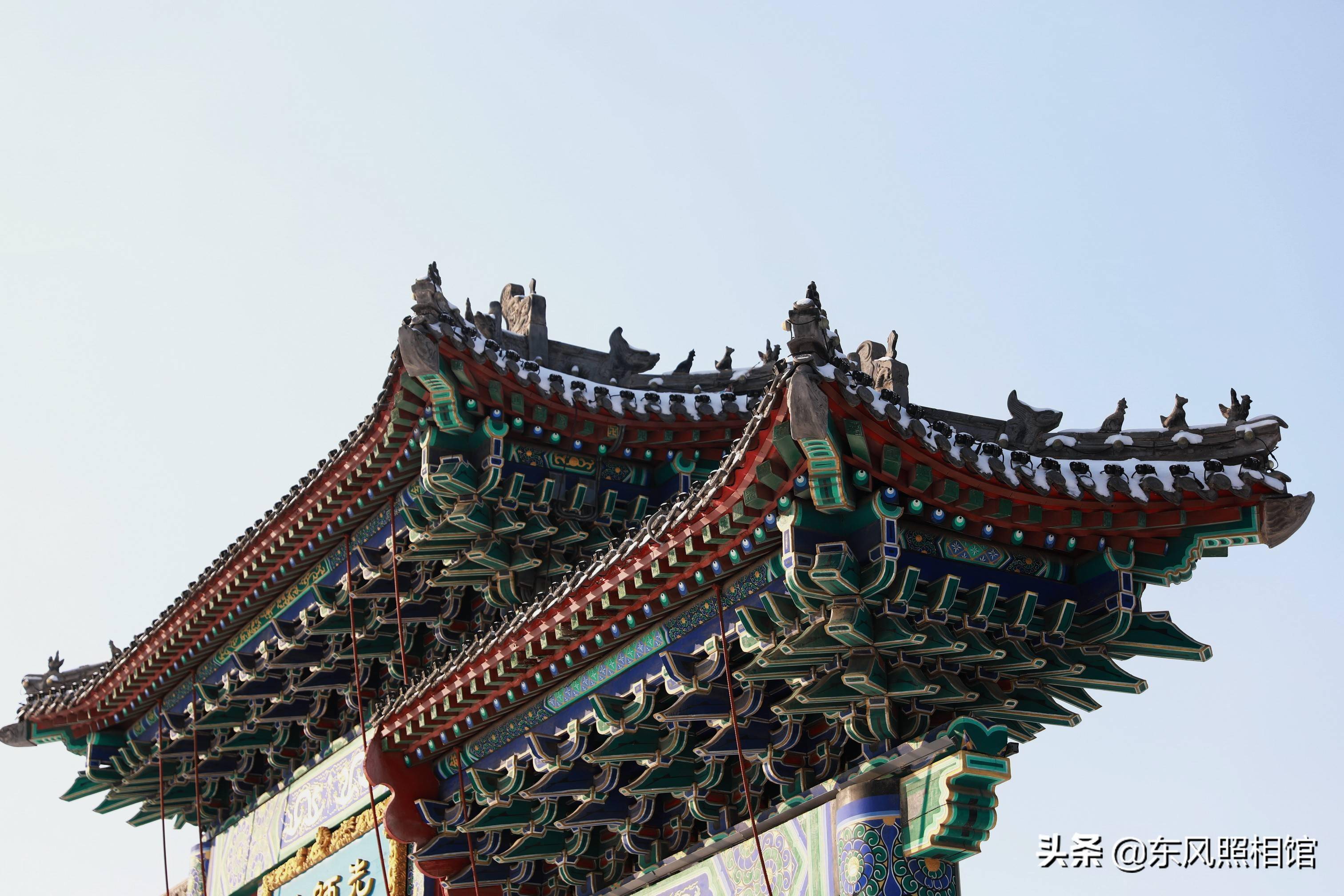 长春雪后文庙景色如画古建筑落雪披纱美不胜收