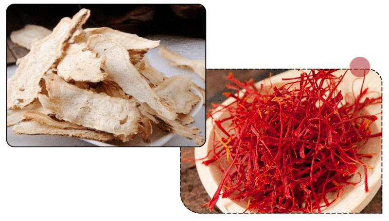 而当归和番红花,则起到益气补血,调理经期的作用,对经期量少的妹子