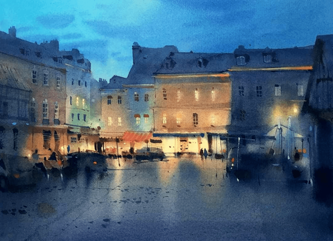 俄罗斯水彩画家sergeikurbatov作品欣赏街景