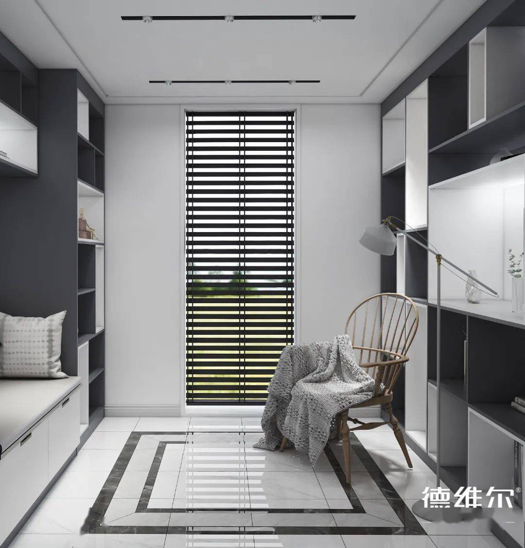 衣柜是白色 灰色组合,继续贯穿了简约风格;同时一柜到顶,既能装又不让