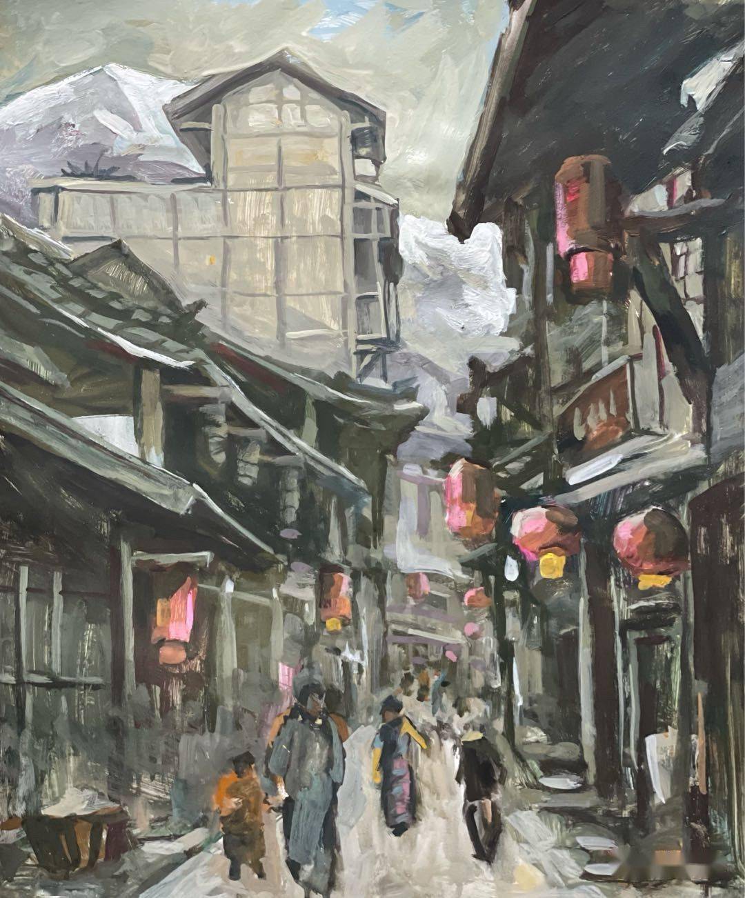 建康60/50cm四川甘孜藏族自治州磨西古镇水粉画写生这是我们入川后