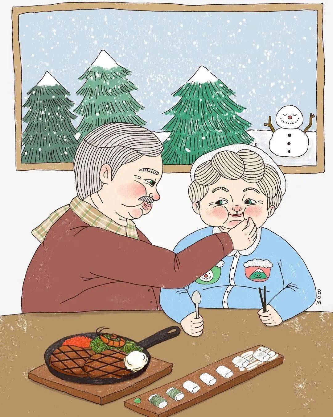 韩国插画师:bomsamuso03温柔的画风,让人心底暖暖的.