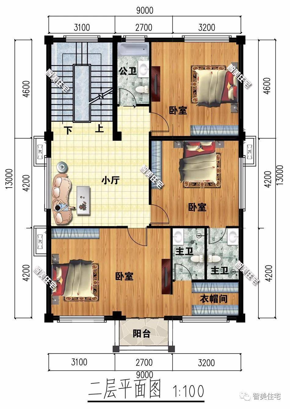 帶大客廳設計的農村別墅,配主臥套房,這樣建新居多有面子