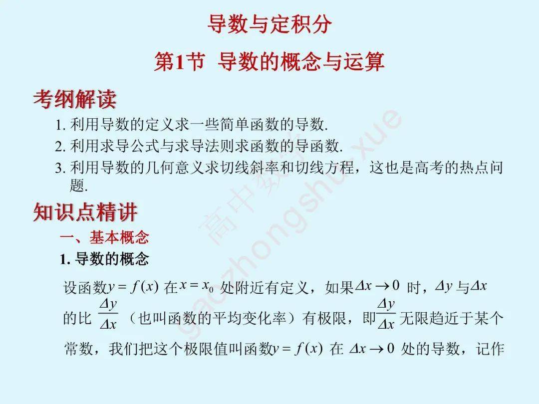 高中数学【导数】+【简单积分】最详细的综合复习资料！_搜狐网