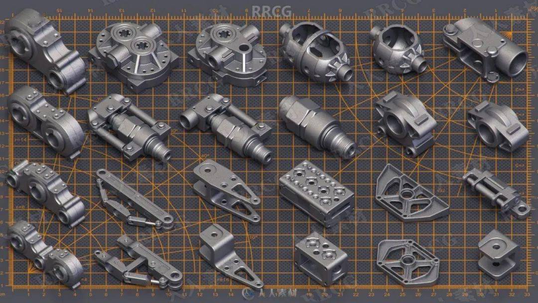 400組科幻硬表面機械零件雕刻細節3d模型合集