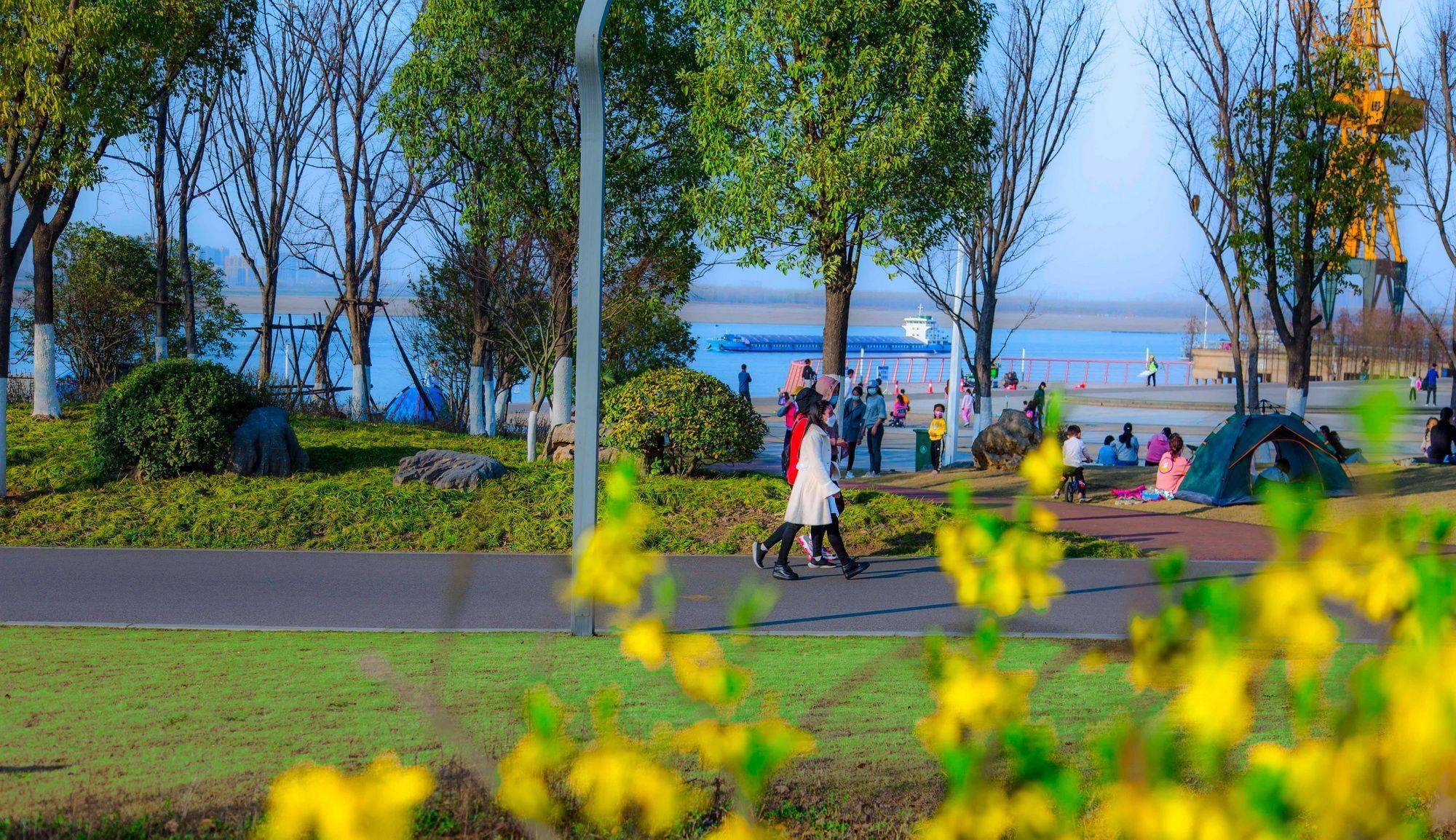 青山江滩春意浓觅春光城市摄影队