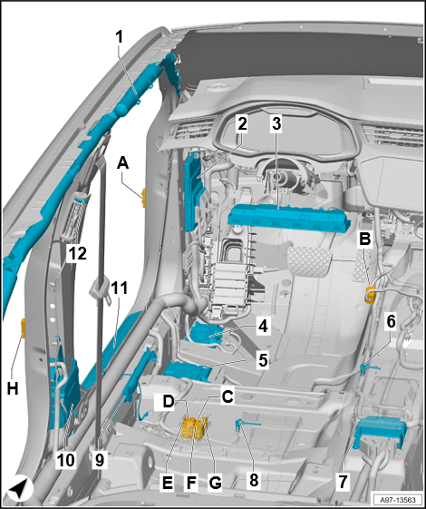 本文和大家分享2019年款奧迪a6-hybrid車型的電路元件安裝位置,希望