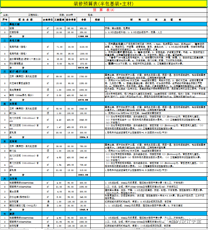 最全最強幹貨分享400套室內設計工程預算模板合集一鍵全下載直接套用