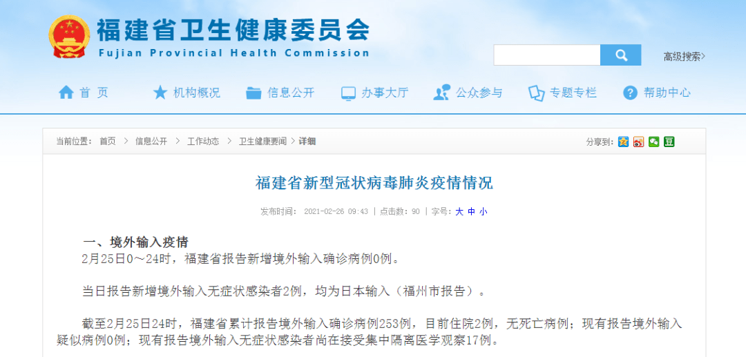 福建省新型冠状病毒肺炎疫情情况_报告