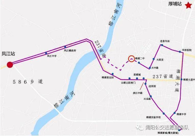 棉湖镇城区公交规划线路图(改线后)