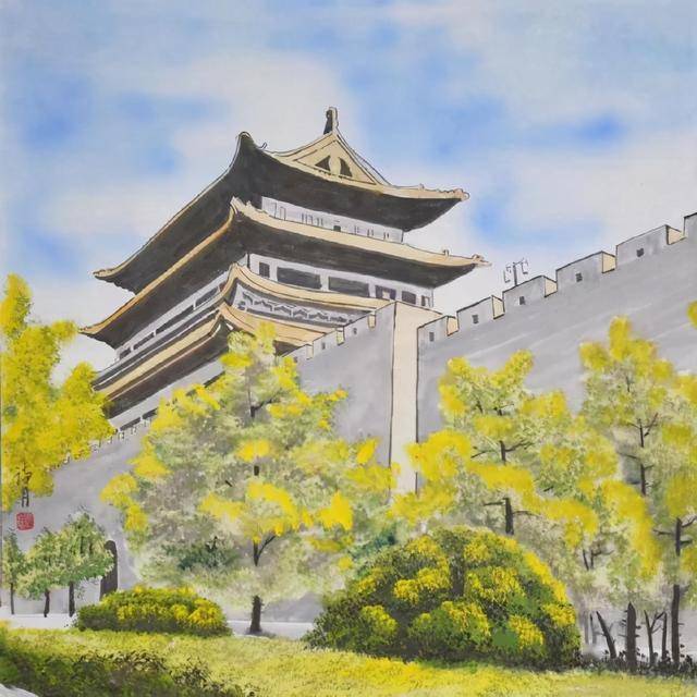 胡诗月作品展示——《太原古县城》系列国画