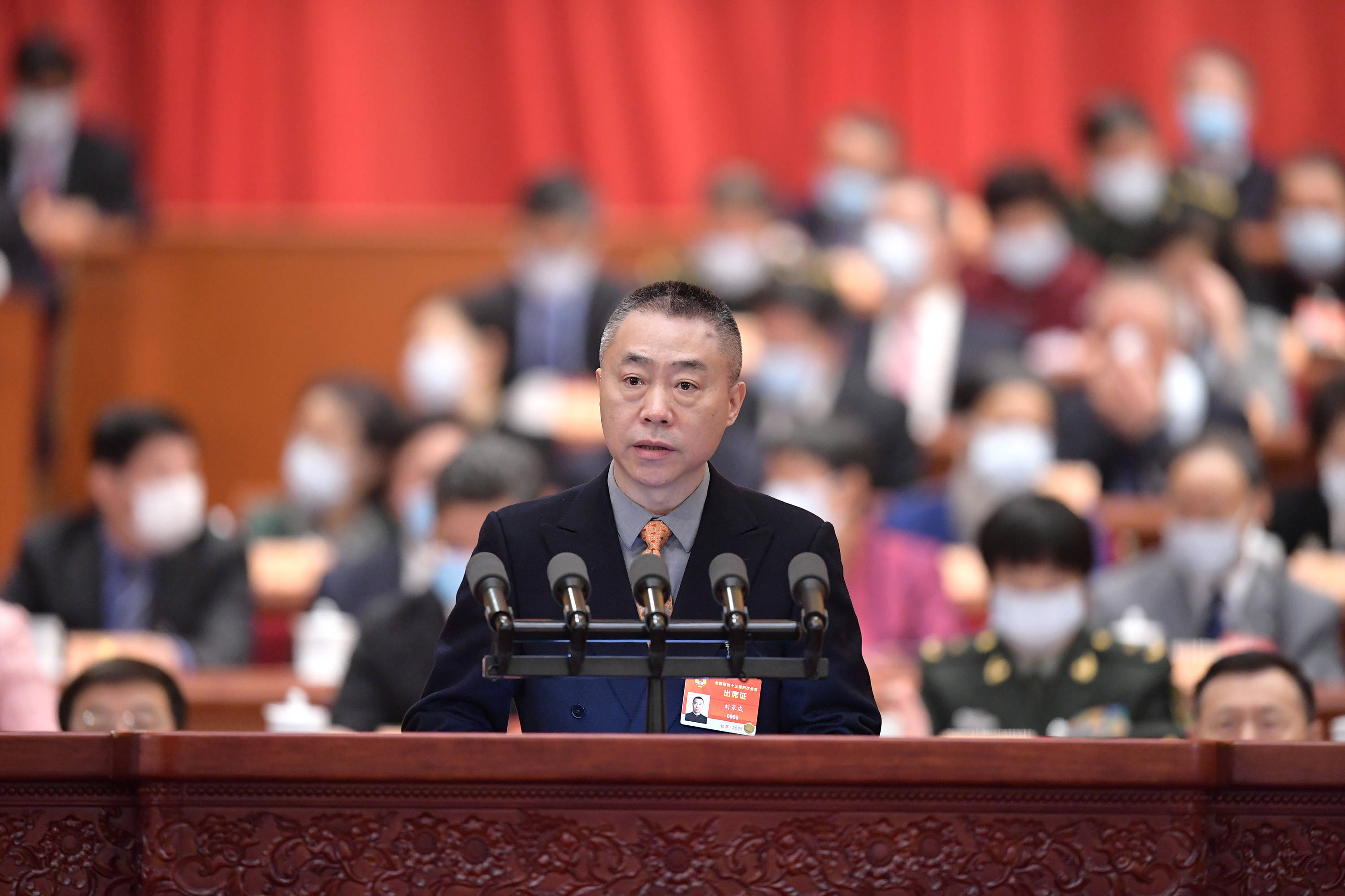 这是刘家成委员作大会发言.