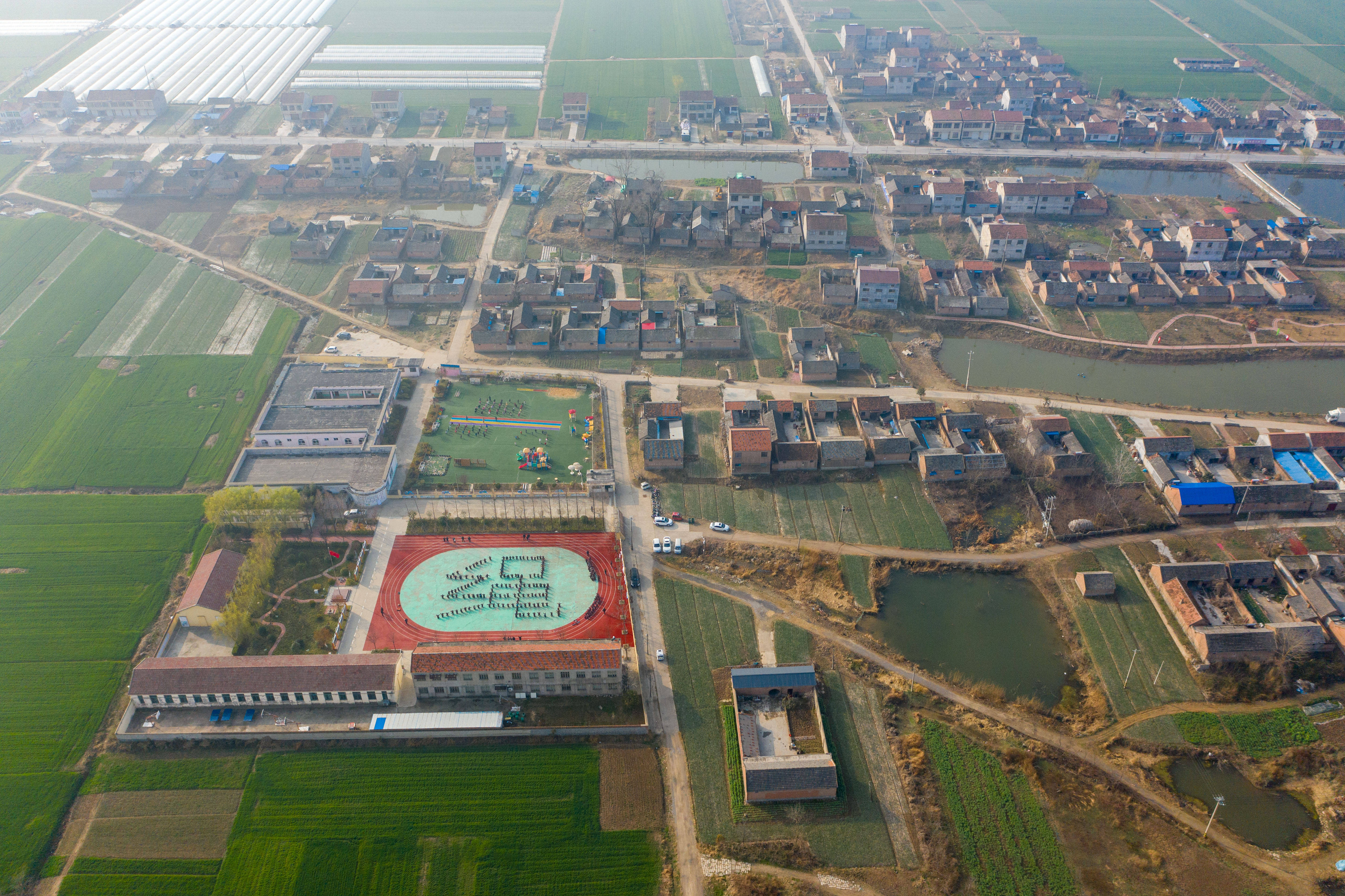 这是骑路小学所在的江苏省徐州市睢宁县庆安镇骑路刘村(3月10日摄,无