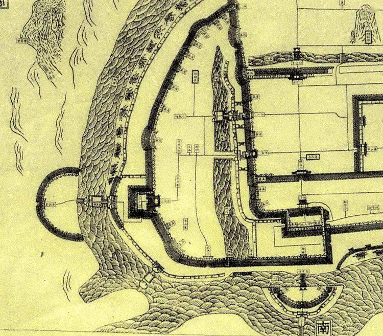 《静江府城池图》局部描绘边境地区的对境图和周边地图,有曹翰的《幽