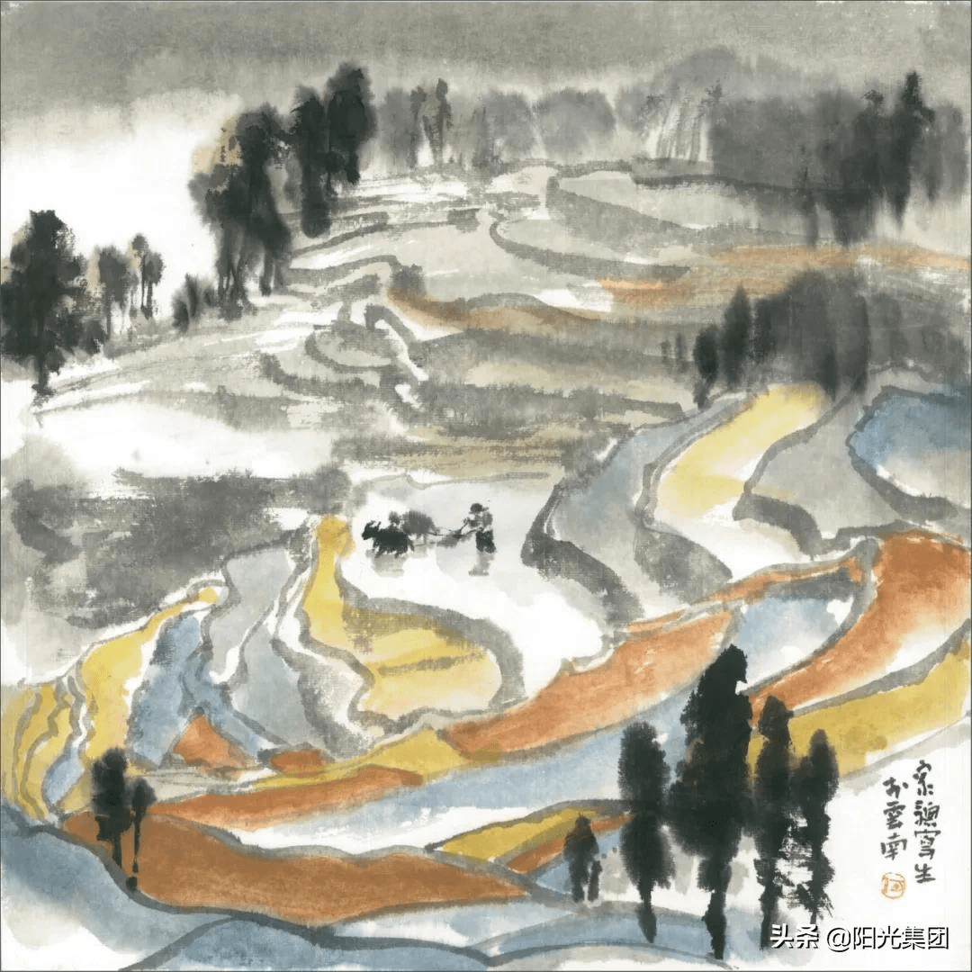 何家骢云南元阳梯田水墨写生作品展在石简书店举办