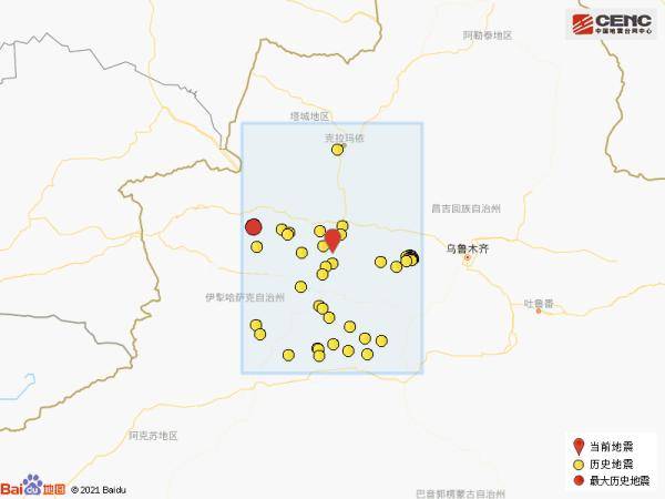 新疆塔城地區烏蘇市發生3.1級地震