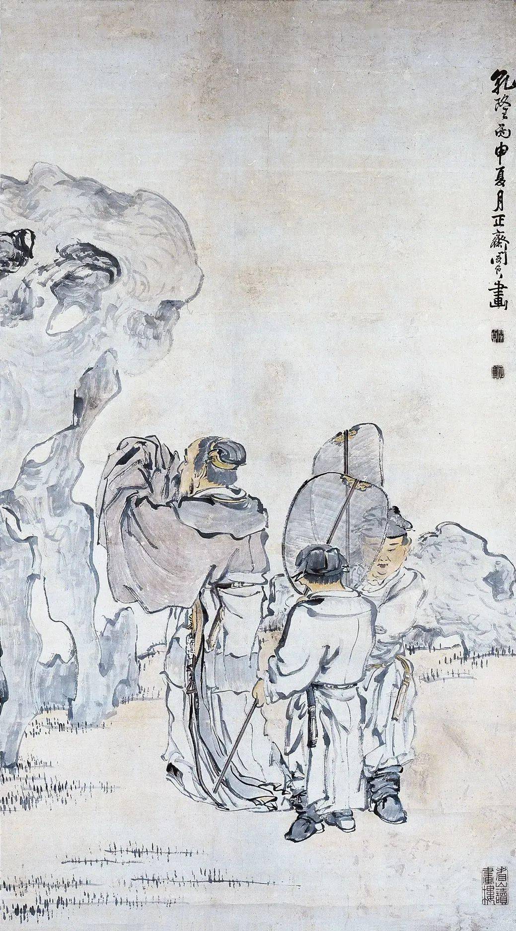 清·閔貞《拜石圖》揚州博物館藏清·楊法《月季圖》揚州博物館藏清