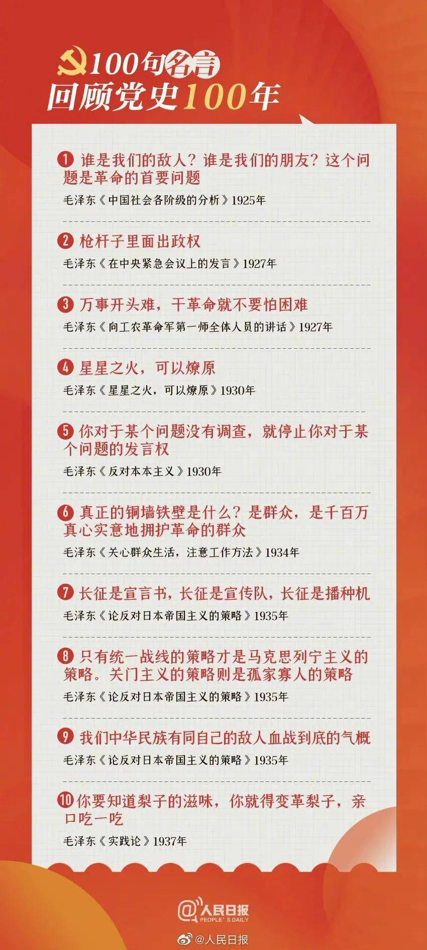 党史名言100句 100句名言回顾党史100年 微博