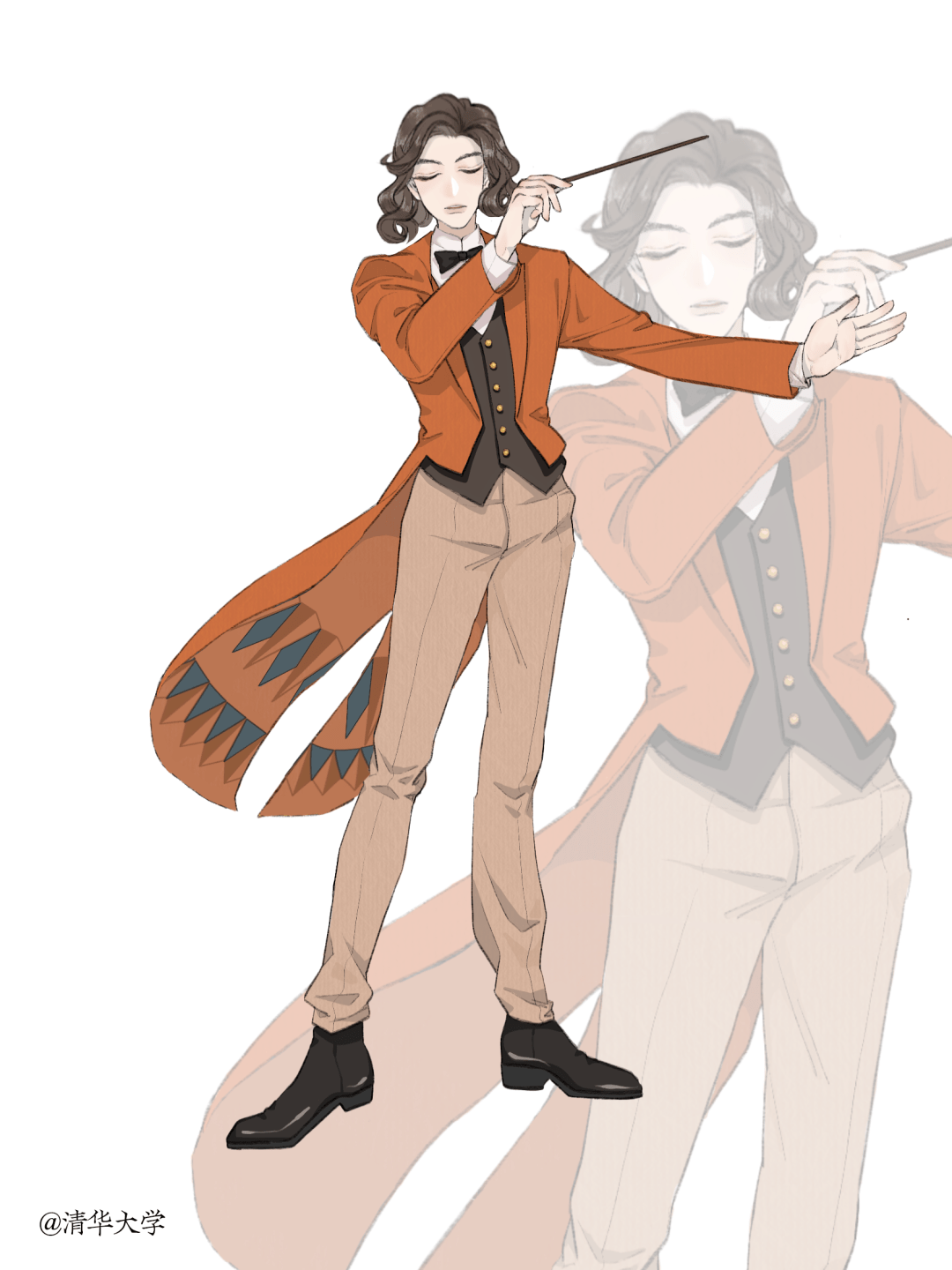 燕尾服菱形的窗户点缀在衣摆上15左滑查看原型浅咖色条纹加上紧跟潮流